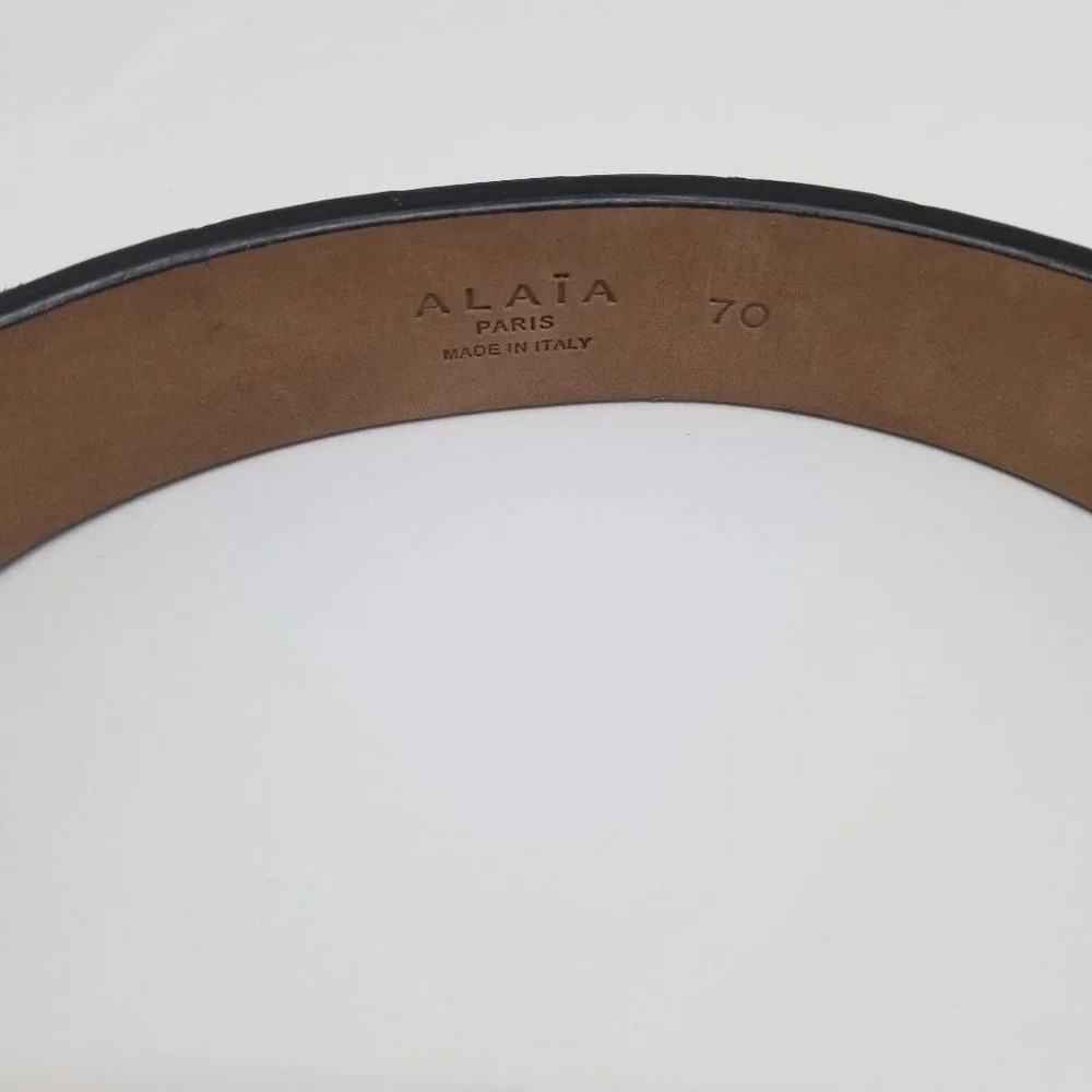 Alaia Paris Crocodile Embossed Leather Belt Black XS